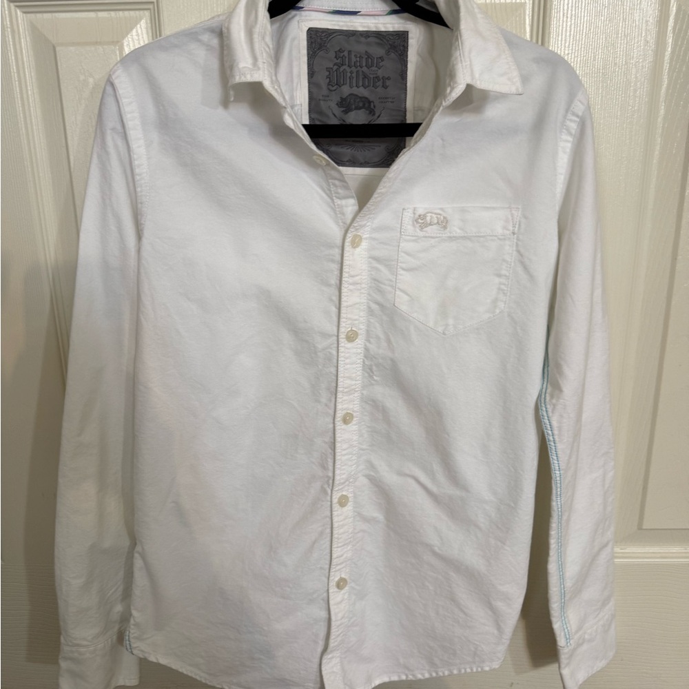 Slade Wilder White Button Down Shirt Small Classic Cotton Top